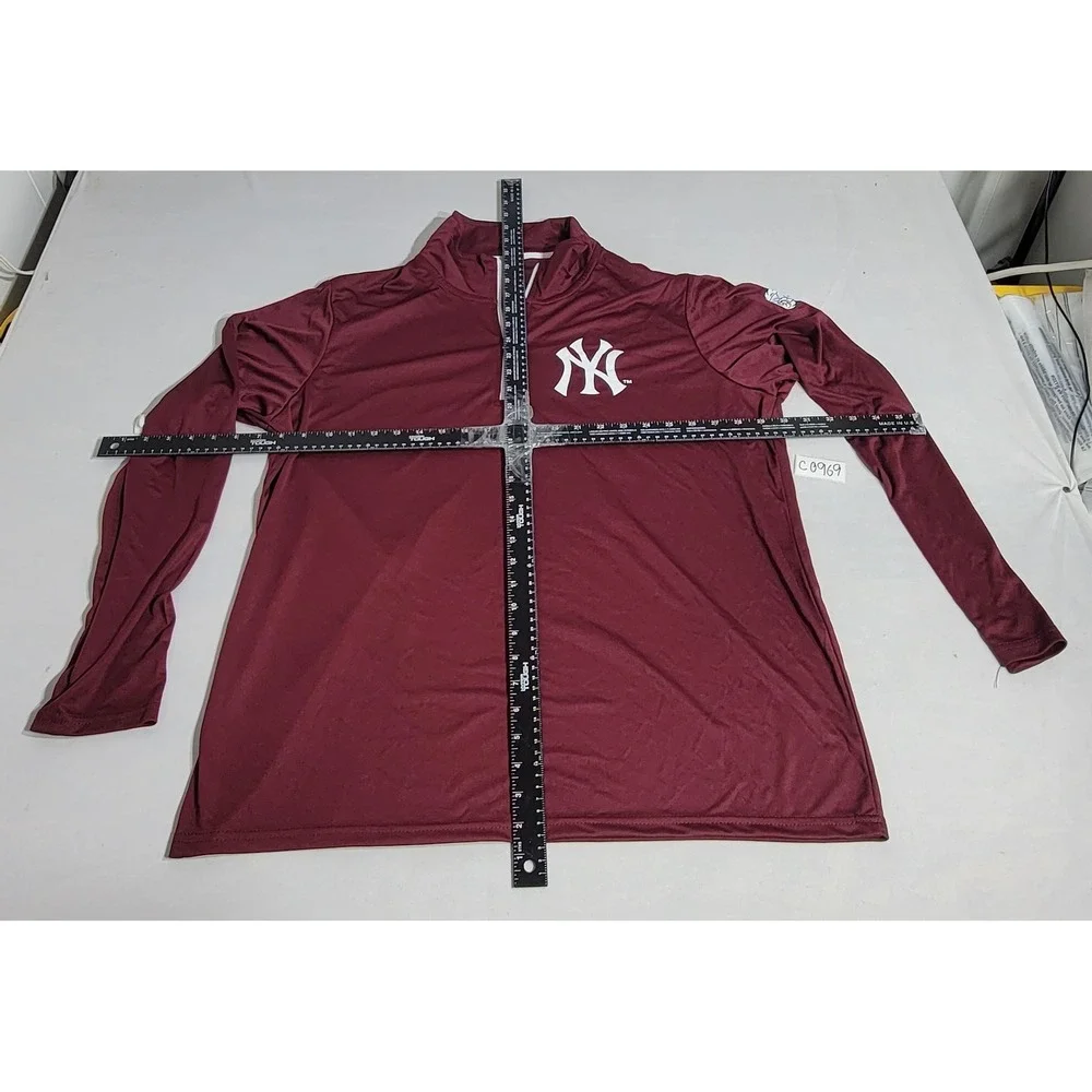 New York Yankees Mens XL Quarter Zip Pullover Maroon Performance Shirt 49410